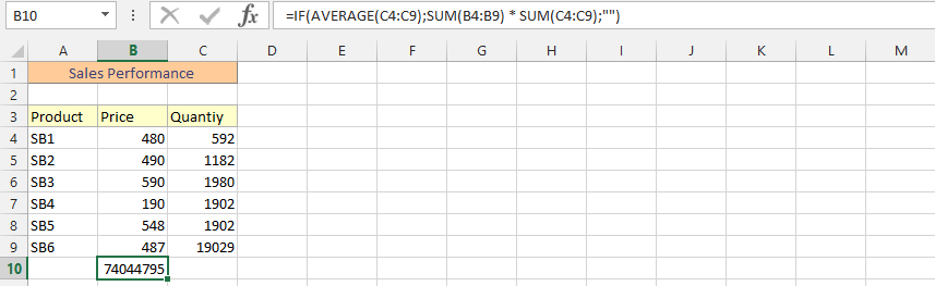 IF AVERAGE and SUM in one Formula